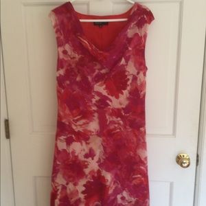 Jones New York Pink and Red Floral Sleeveless Dress